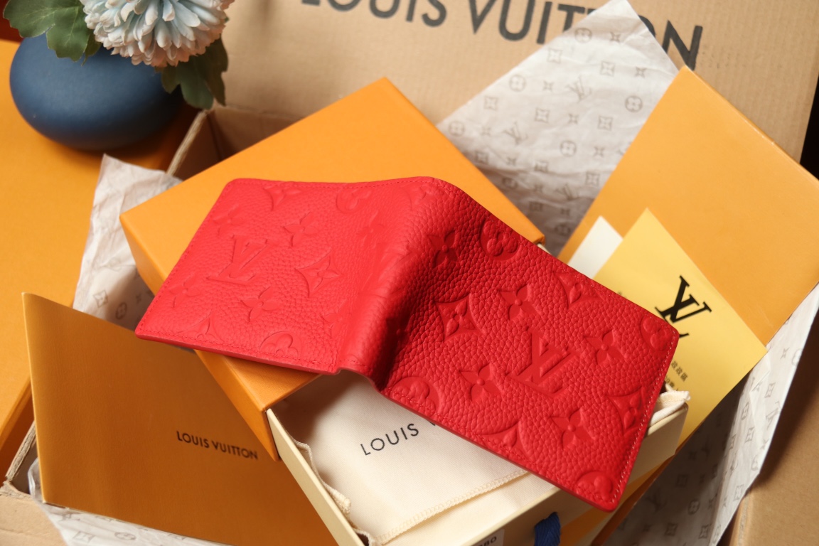 [TOP]Designer Red Taurillon Leather Slender Wallet - Gorchic - $131.99