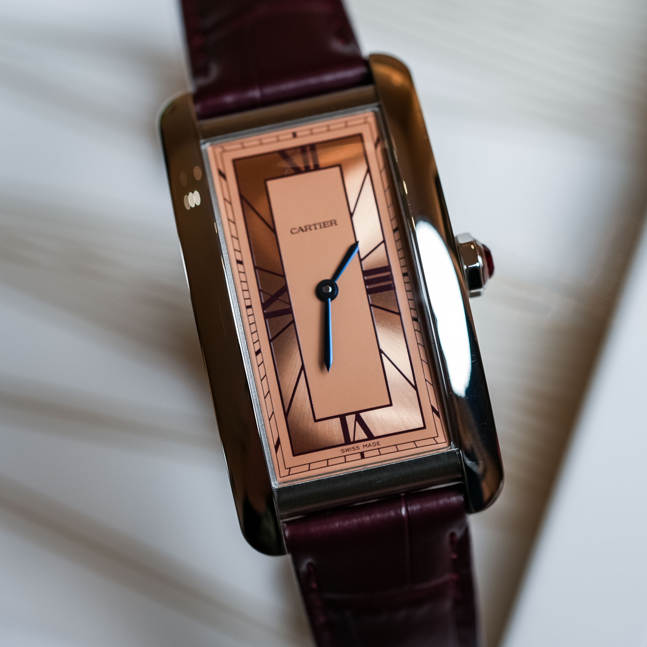 Cartyer Tank Américaine Cartyer watch, White Gold, Large Model - Gorchic - $109.99