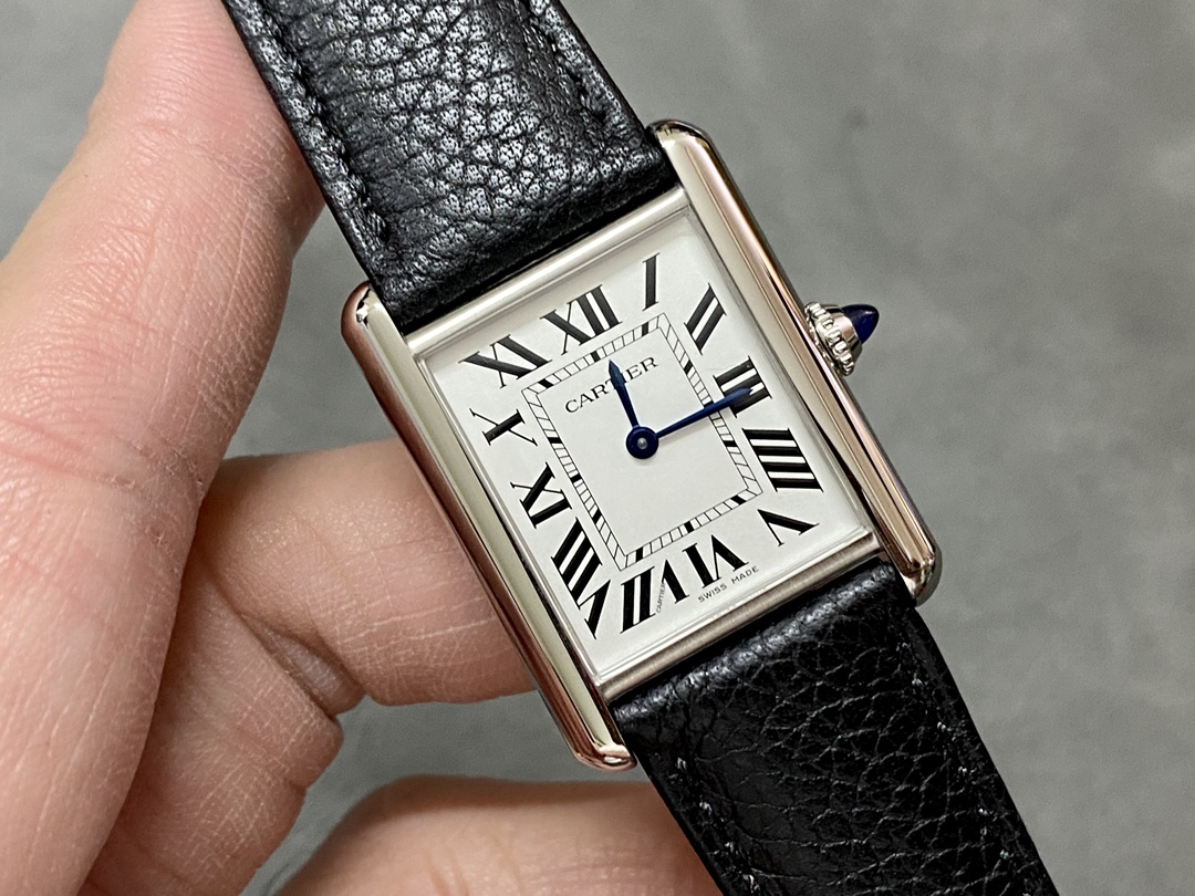 Cartyer Tank Must SolarBeat™ watch Cartyer watch, White Gold, Small Model - Gorchic - $109.99