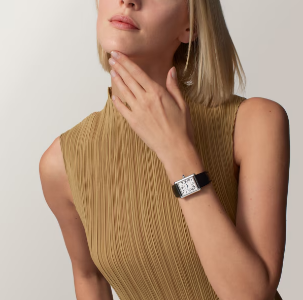 Cartyer Tank Must SolarBeat™ watch Cartyer watch, White Gold, Large Model - Gorchic - $109.99