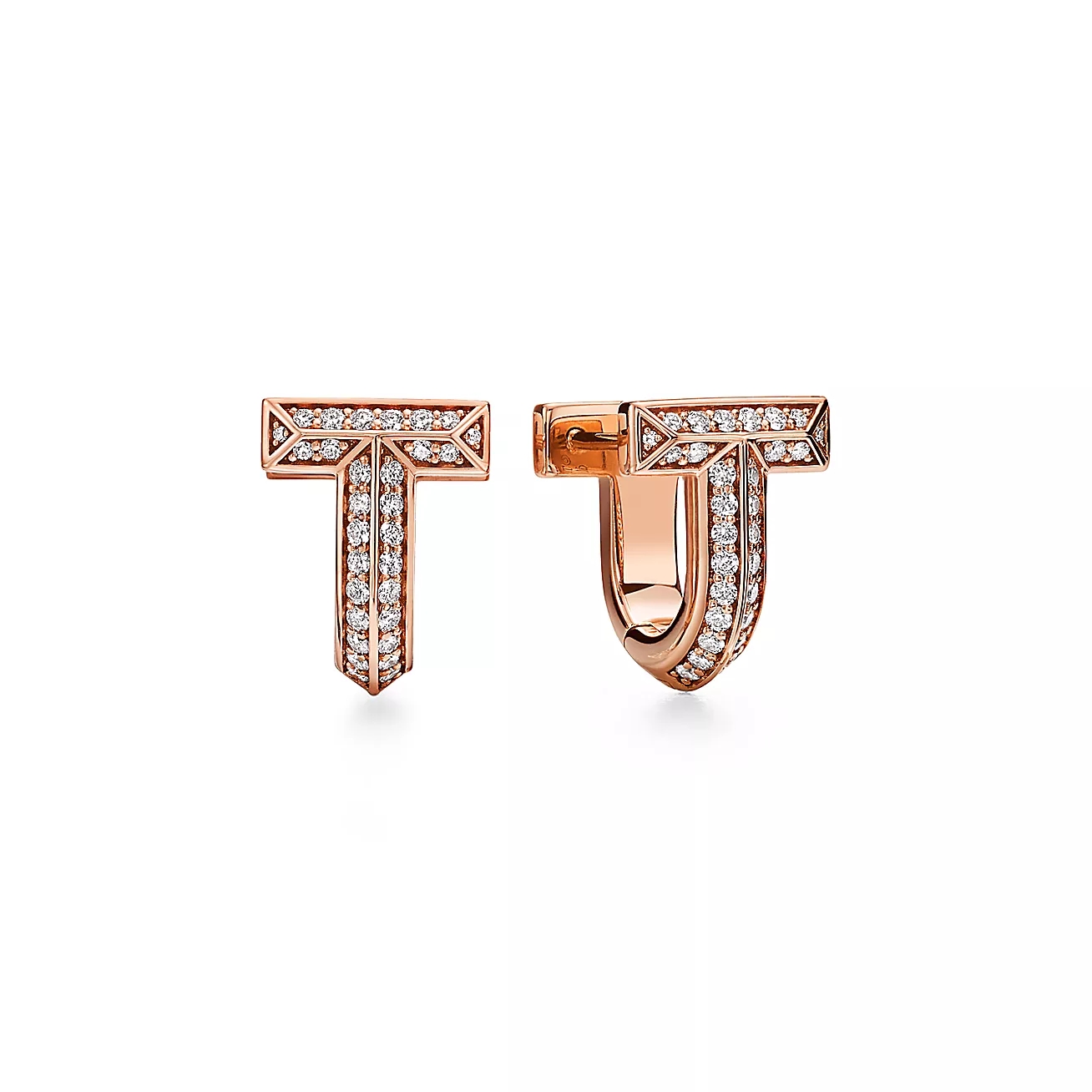 T.F. T T1 Half Pavé Diamond Huggie Earrings - Gorchic - $44.99