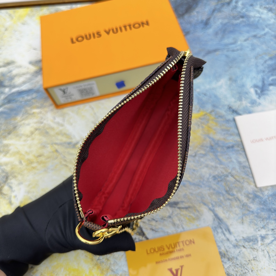 [TOP]Designer Damier Ebene Mini Pochette Accessoires Handbag - Black - Gorchic - $142.99