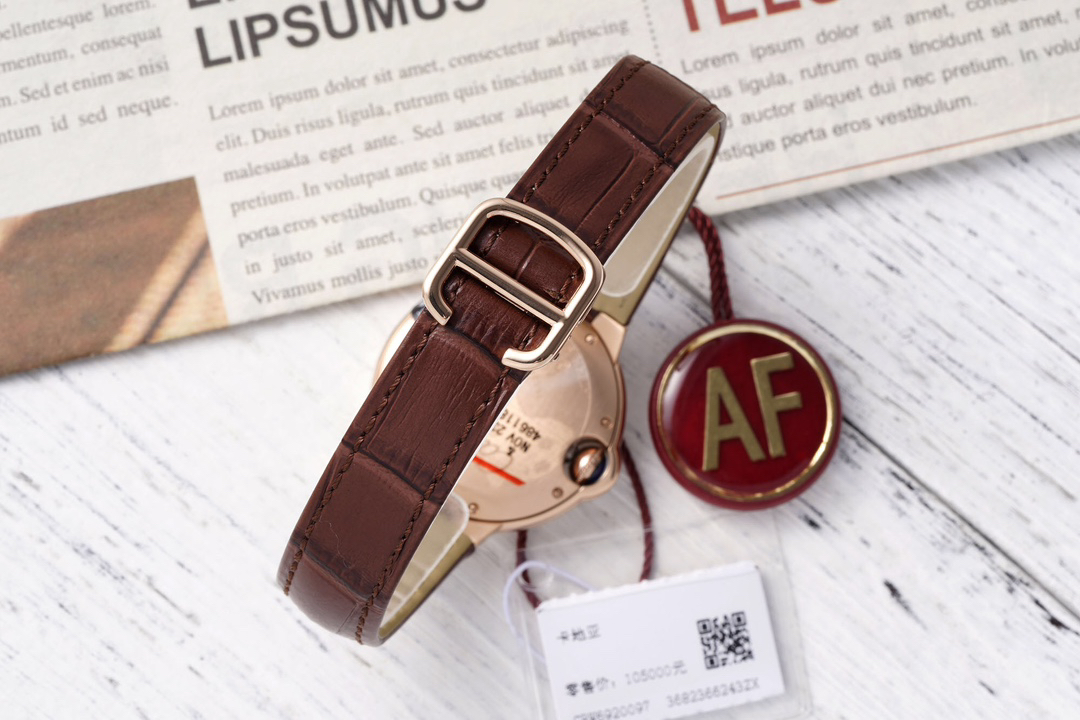Cartyer Ballon Bleu de Cartyer Brown Strap Watch - Gorchic - $116.99