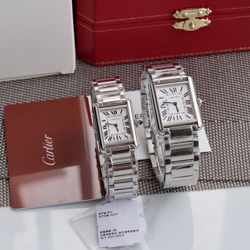 Cartyer Tank Must SolarBeat™ watch, White Gold, Small Model - Gorchic - $102.99