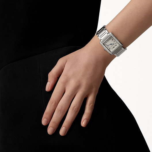 Cartyer Tank Française Cartyer watch, White Gold, Diamonds, Medium Model - Gorchic - $156.99