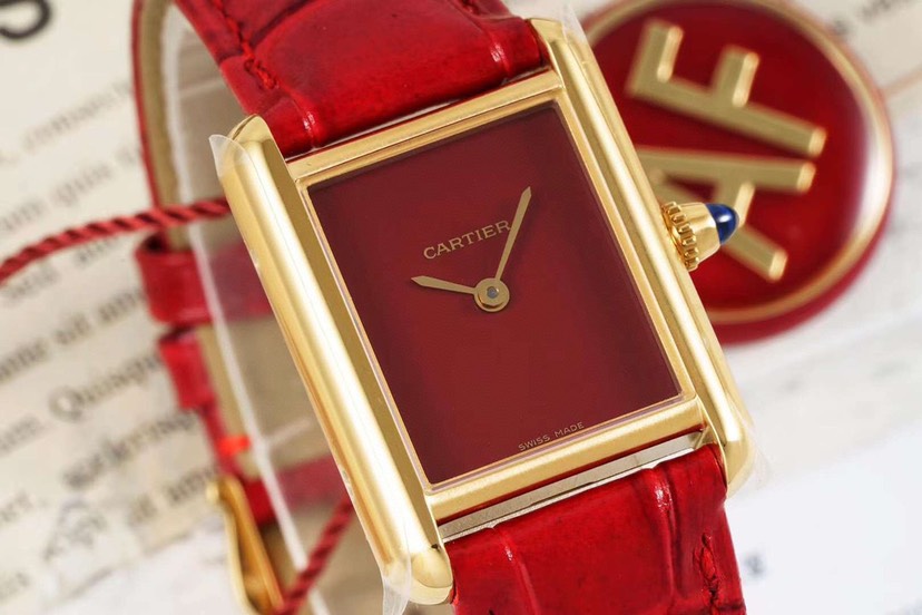 Cartyer Tank Louis Cartyer watch,Yellow Gold,Medium Model - Gorchic - $109.99