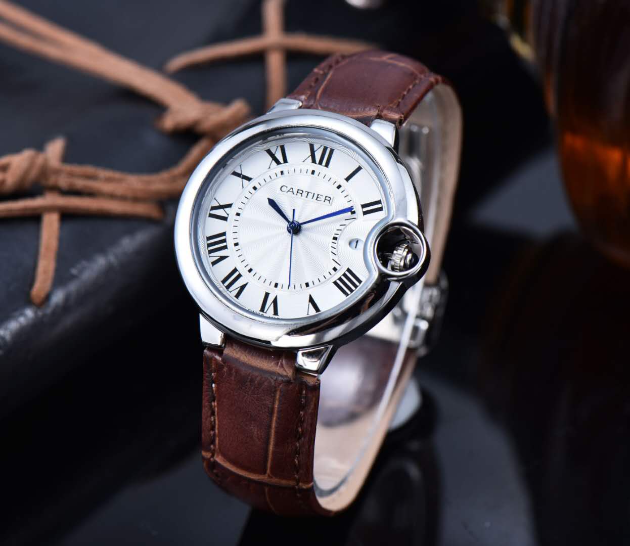 Cartyer Ballon Bleu de Cartyer Brown Strap Watch - Gorchic - $116.99