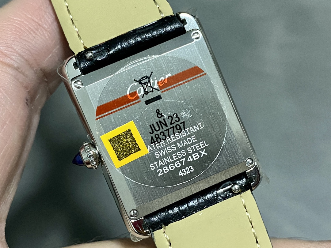 Cartyer Tank Must SolarBeat™ watch Cartyer watch, White Gold, Large Model - Gorchic - $109.99