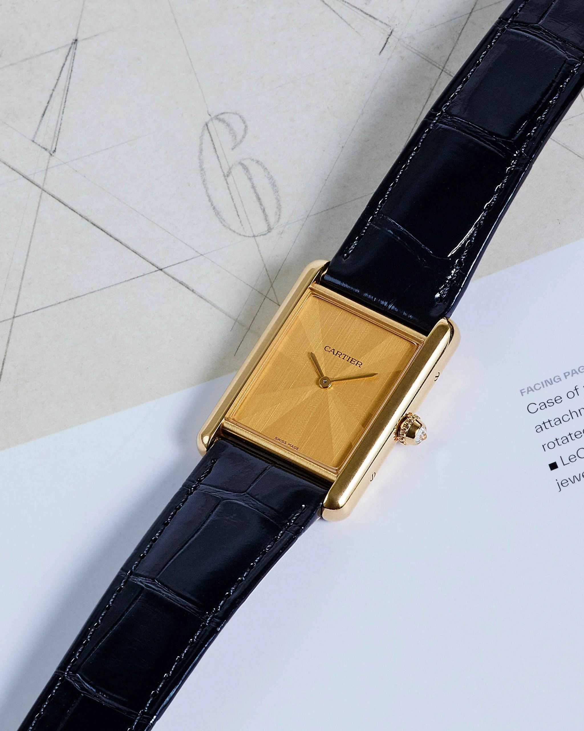 Cartyer Tank Louis Cartyer watch, Yellow Gold, Meduim Model - Gorchic - $109.99