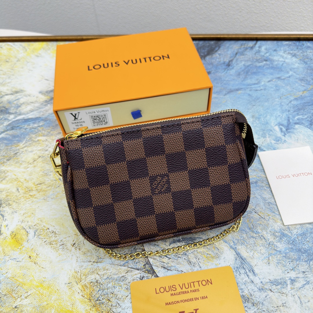 [TOP]Designer Damier Ebene Mini Pochette Accessoires Handbag - Black - Gorchic - $142.99