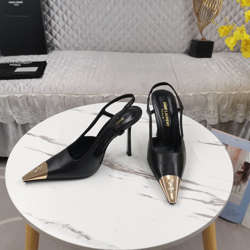Lady Designer Bag JEANNE slingback pumps in smooth leather-Shoes - Gorchic - $189.99