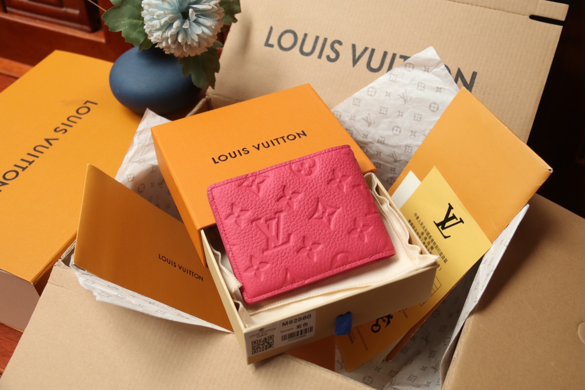 [TOP]Designer Rose Red Taurillon Leather Slender Wallet - Gorchic - $131.99