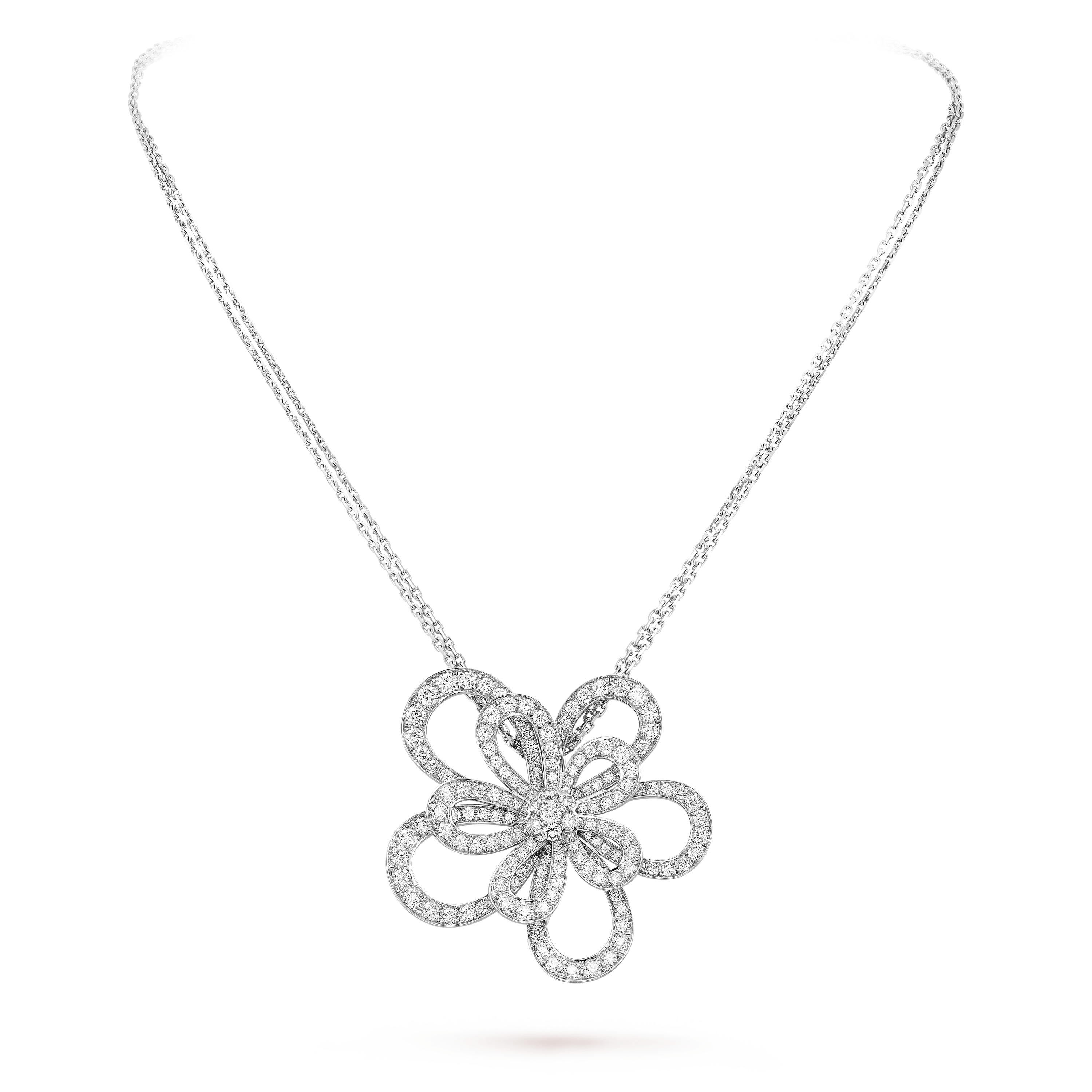 VAC Flowerlace clip and pendant, White gold, diamonds - Gorchic - $44.99
