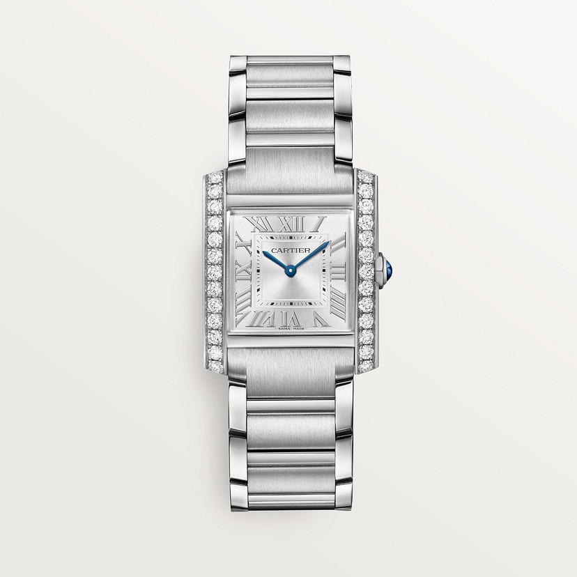 Cartyer Tank Française Cartyer watch, White Gold, Diamonds, Medium Model - Gorchic - $156.99