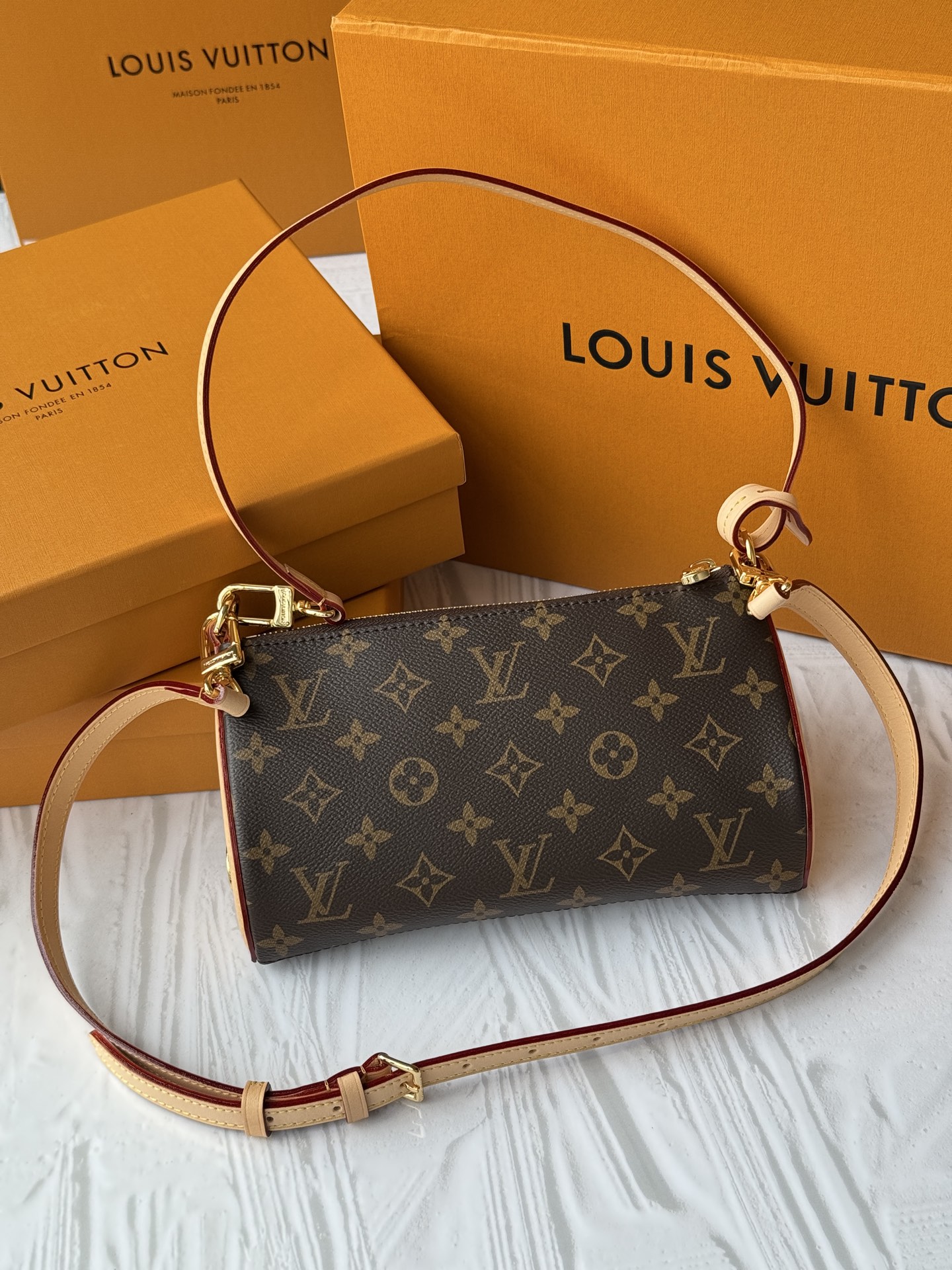 [TOP]Designer Monogram Pochette Tirette Gold Buckle Shoulder Bag - Brown - Gorchic - $199.99