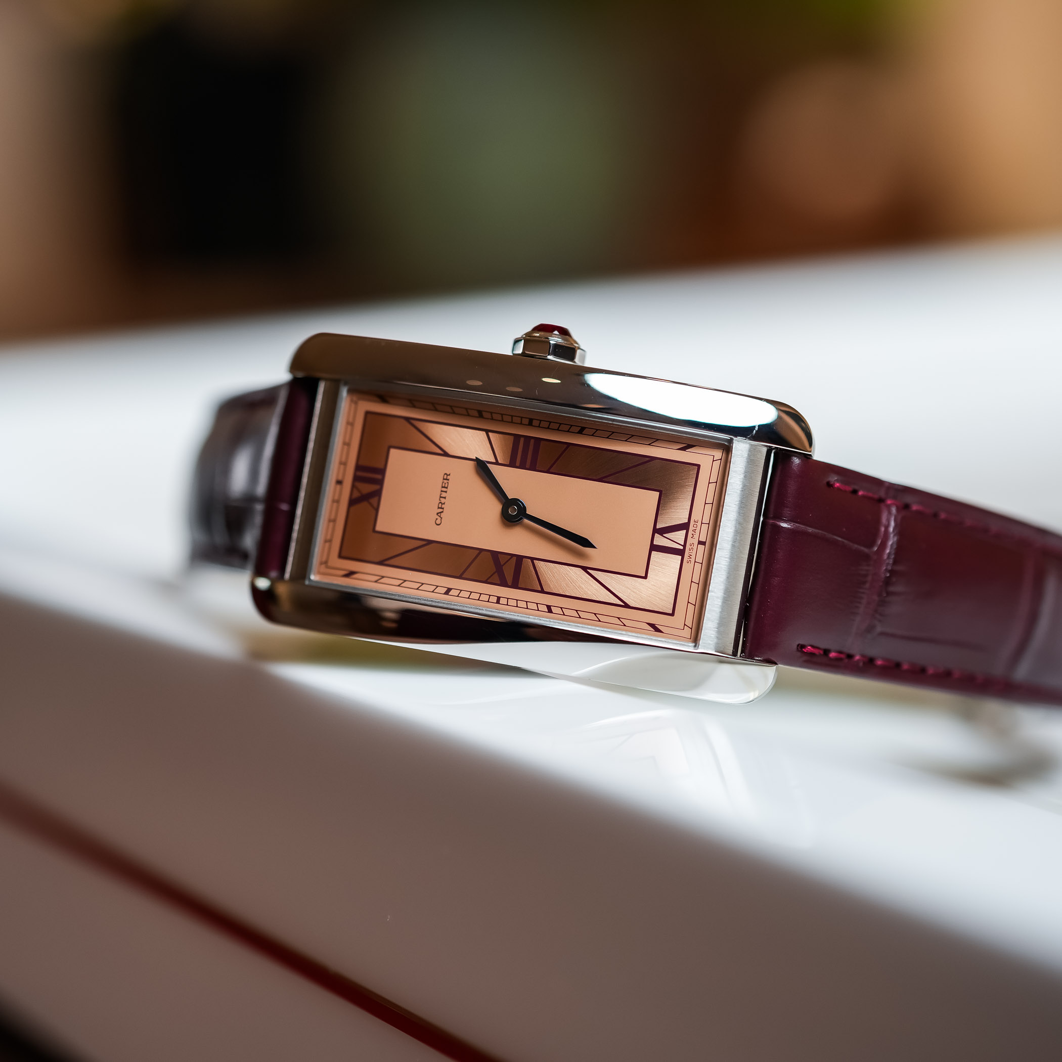 Cartyer Tank Américaine Cartyer watch, White Gold, Large Model - Gorchic - $109.99