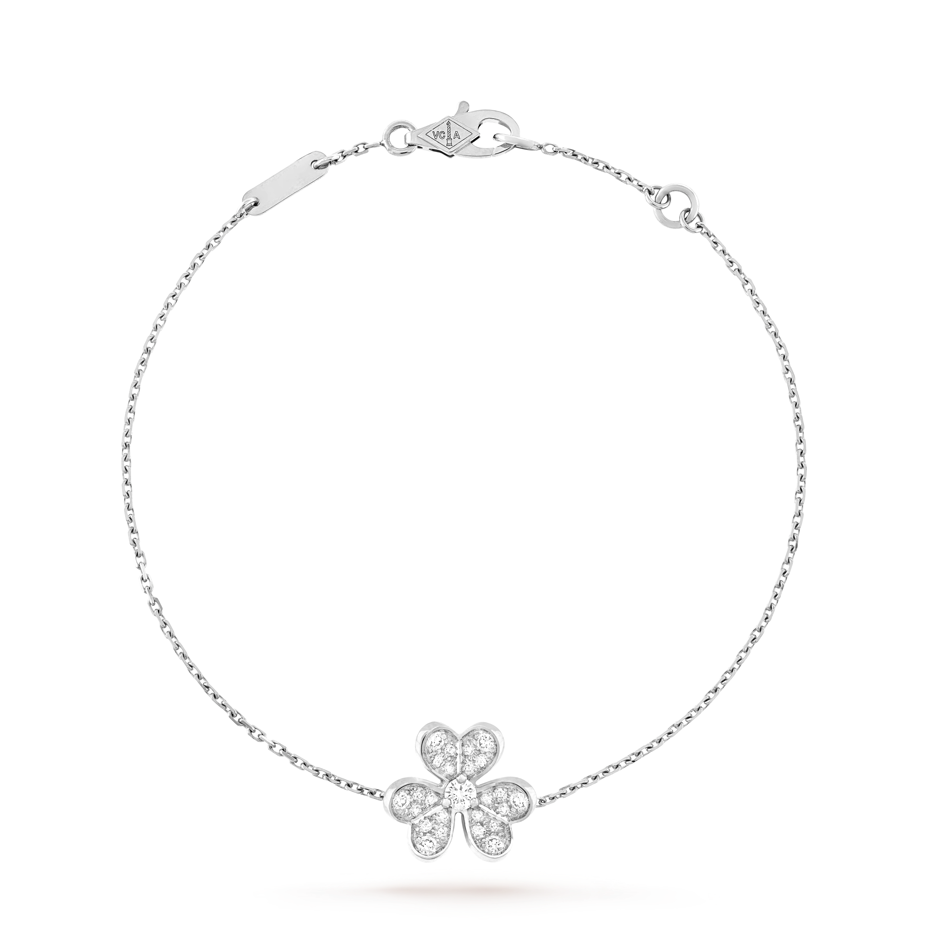 VAC Vinatge Frivole bracelet, White gold, diamonds, Mini model - Gorchic - $48.99