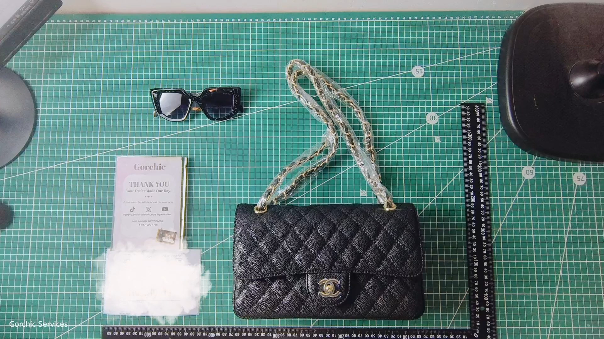 CC Inspired Classic Flag Bag Medium Classic Double Flap Bag Black Caviar Gold Hardware - Bag - Gorchic - $125.99