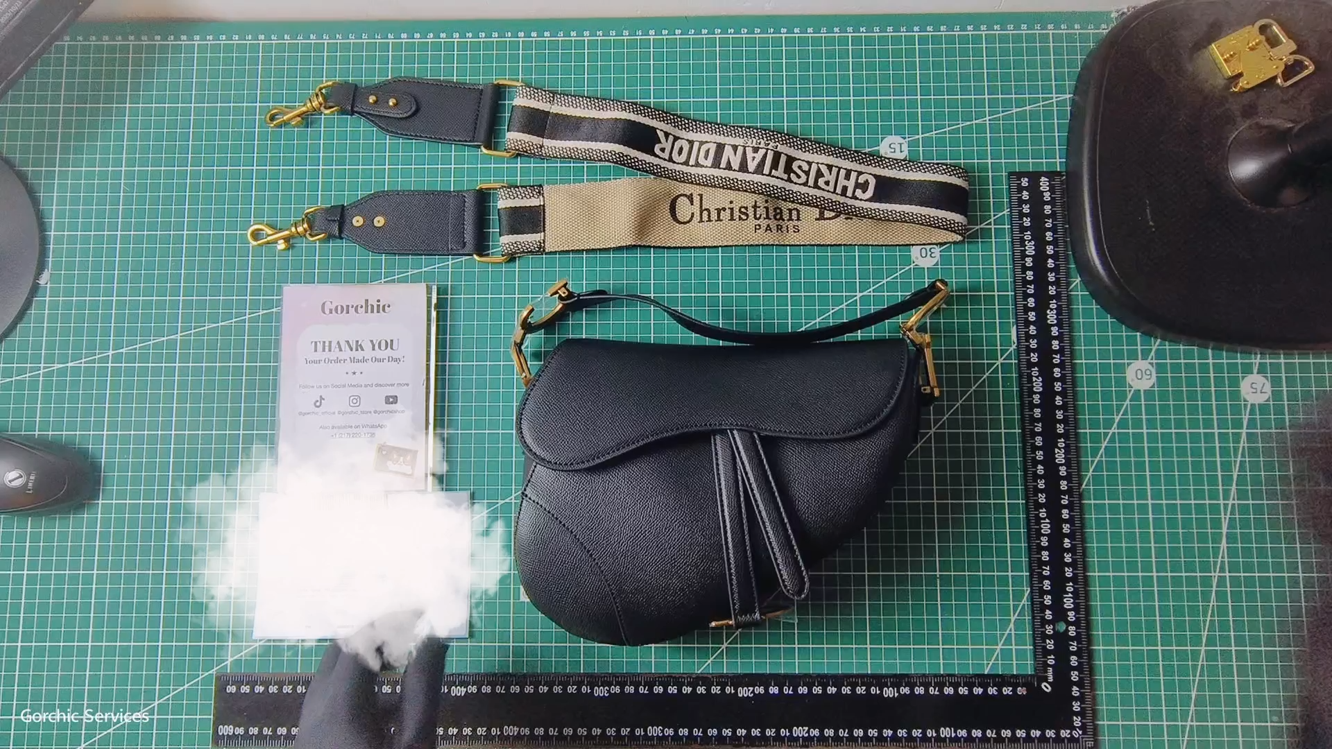 D Inspired Womens Bags Shoulder Bags SADDLE BAG Black Grained Calfskin - Bag - Gorchic - $138.99