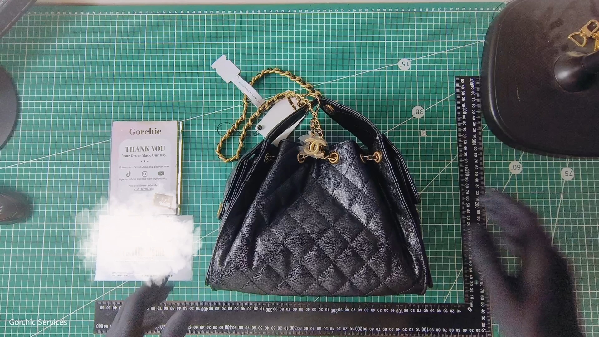 CC Inspired 25 Small Handbag Grained Calfskin & Gold-Tone Metal Black -Bag - Gorchic - $152.99