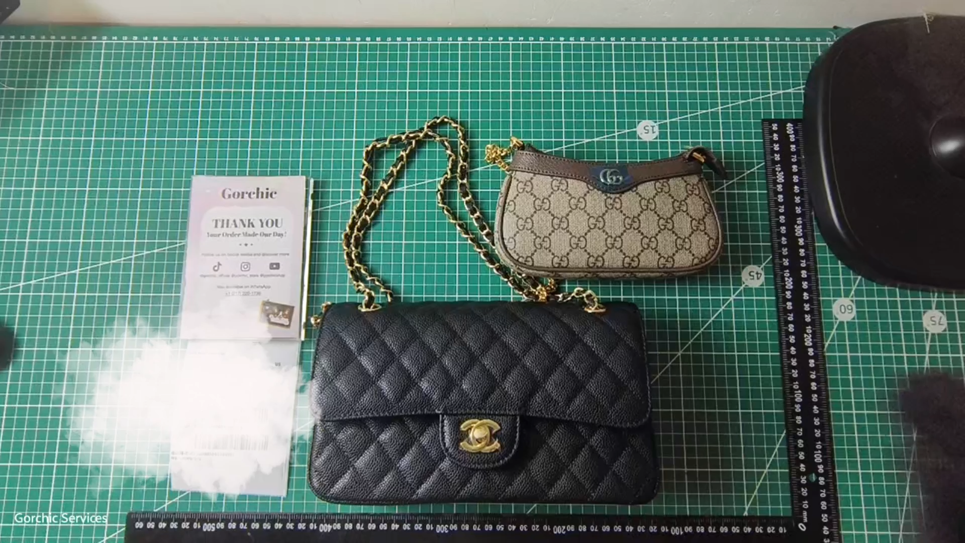 CC Inspired Classic Flag Bag Small Classic Double Flap Black Caviar Gold Hardware - Bag - Gorchic - $125.99