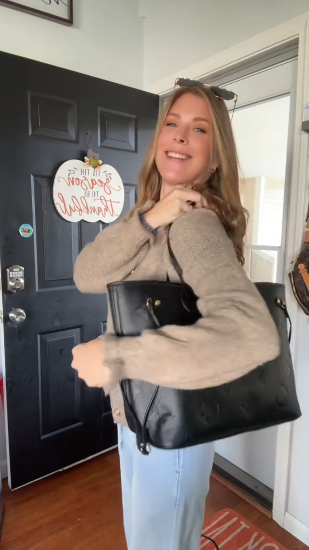 Designer Monogram Neverfull Black Embossed Medium Handbag - Gorchic - $118.99