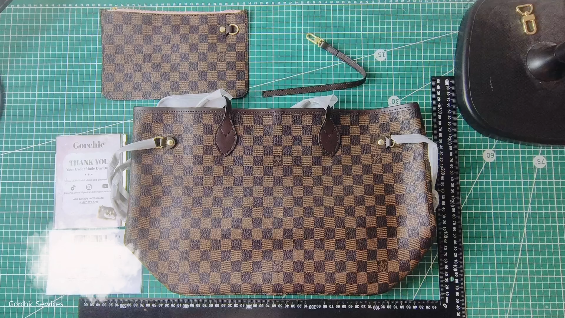 Designer Monogram  Damier Ebene Canvas Neverfull MM Rose Ballerine - Bag - Gorchic - $110.99