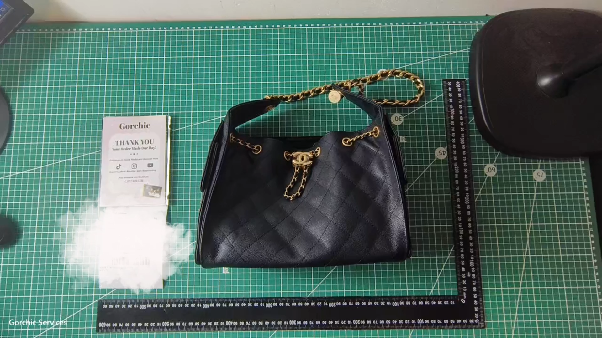 [TOP]CC Inspired 25 Small Handbag Grained Calfskin & Gold-Tone Metal Black -Bag - Gorchic - $419.99