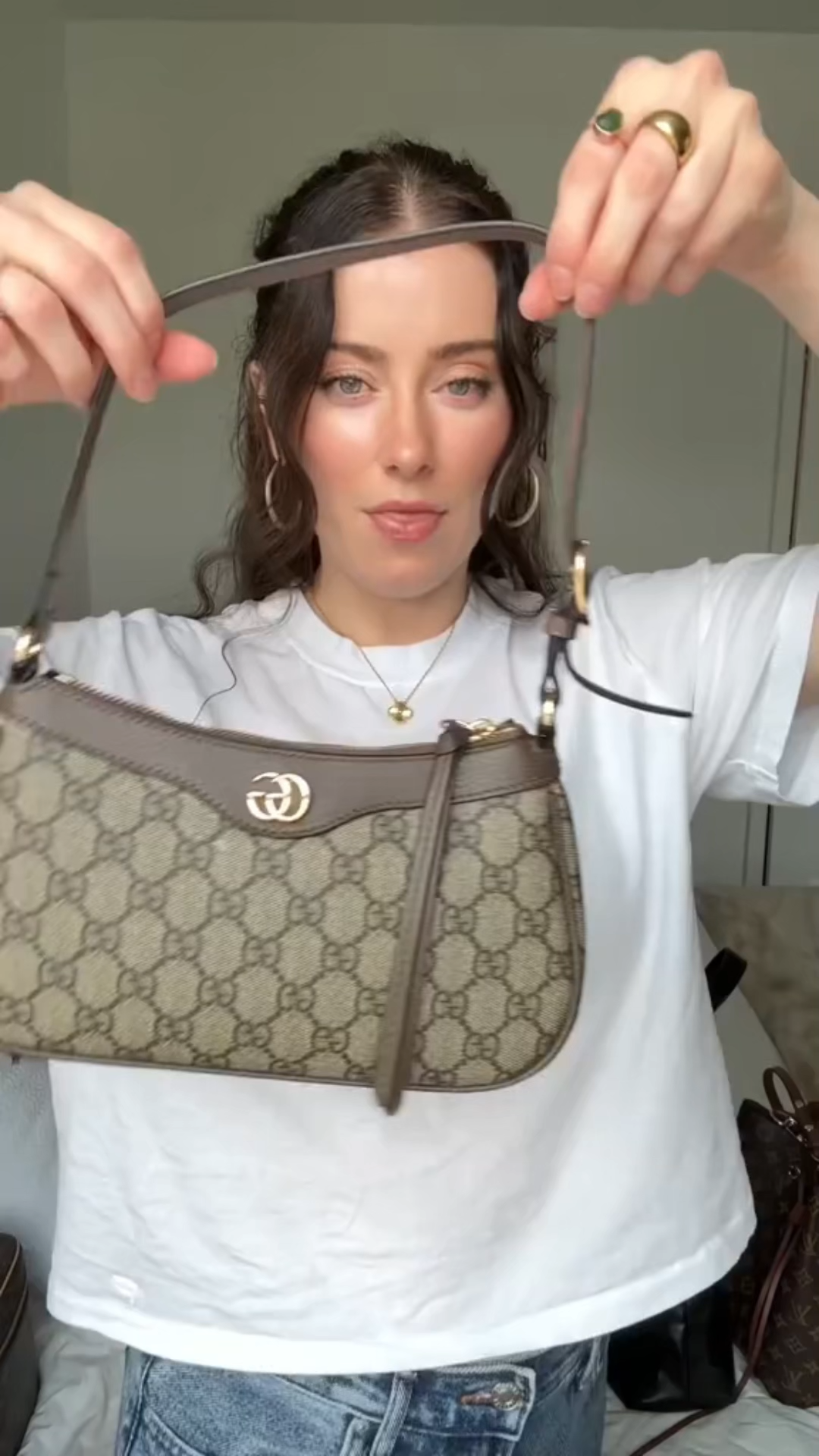 Double-G Ophidia Collection Small Handbag - Beige And Dark Brown Bag - Gorchic - $124.99