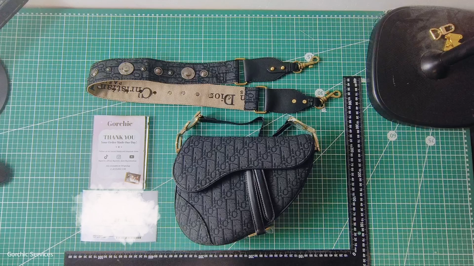 D Inspired Saddle Handbag Oblique Jacquard Black Bag - Gorchic - $138.99