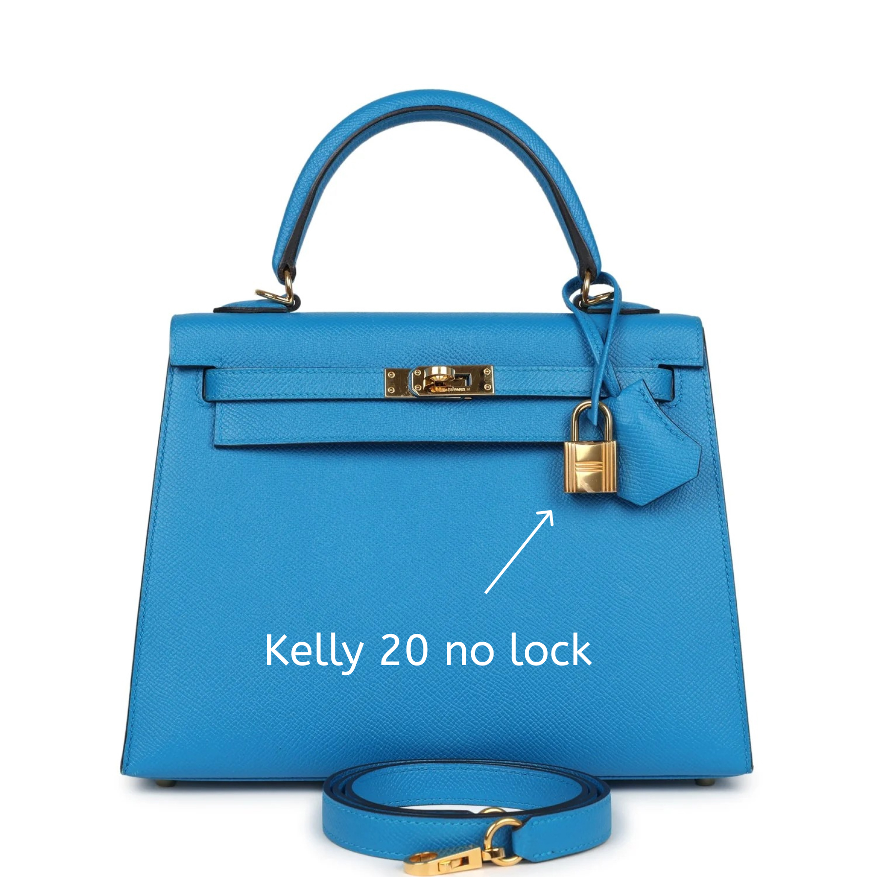 H-Inspired Kelly Sellier Bleu Zanzibar Epsom Gold Hardware - Gorchic - $156.99
