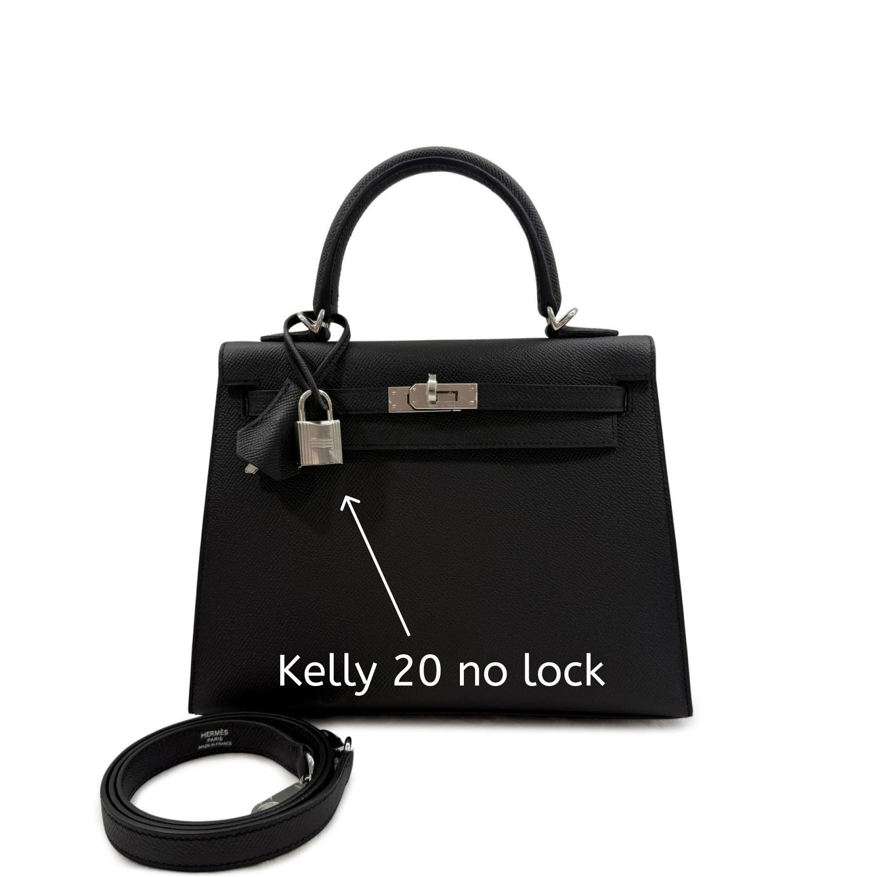 H-Inspired Black Epsom Kelly Sellier Palladium Hardware - Gorchic - $156.99