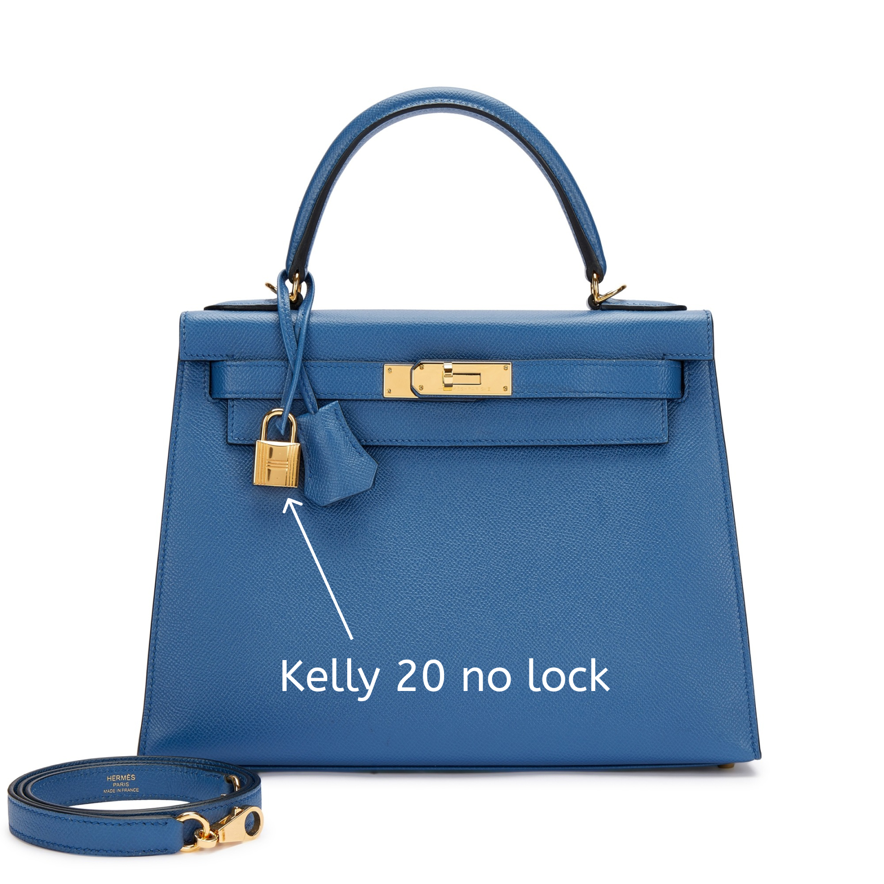 H-Inspired Kelly Bleu Agate Epsom Kelly Sellier Gold Hardware - Gorchic - $156.99