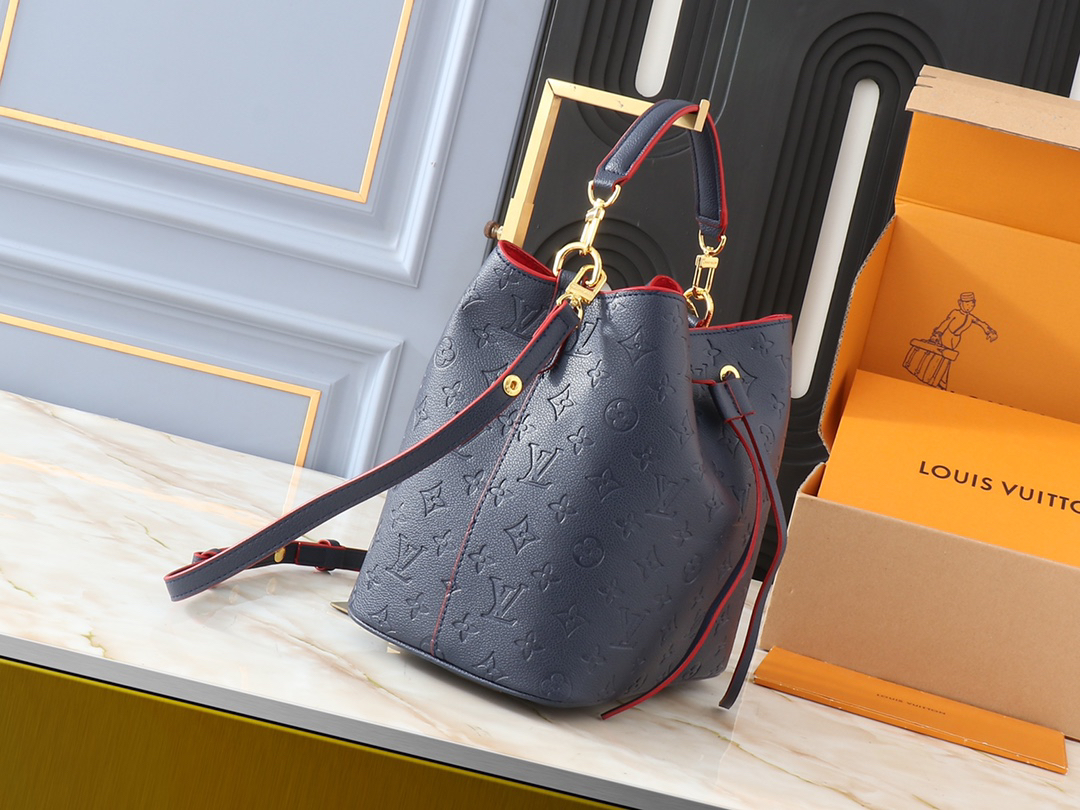 Designer Monogram  NeoNoe MM Bucket Blue Bag - Gorchic - $118.99