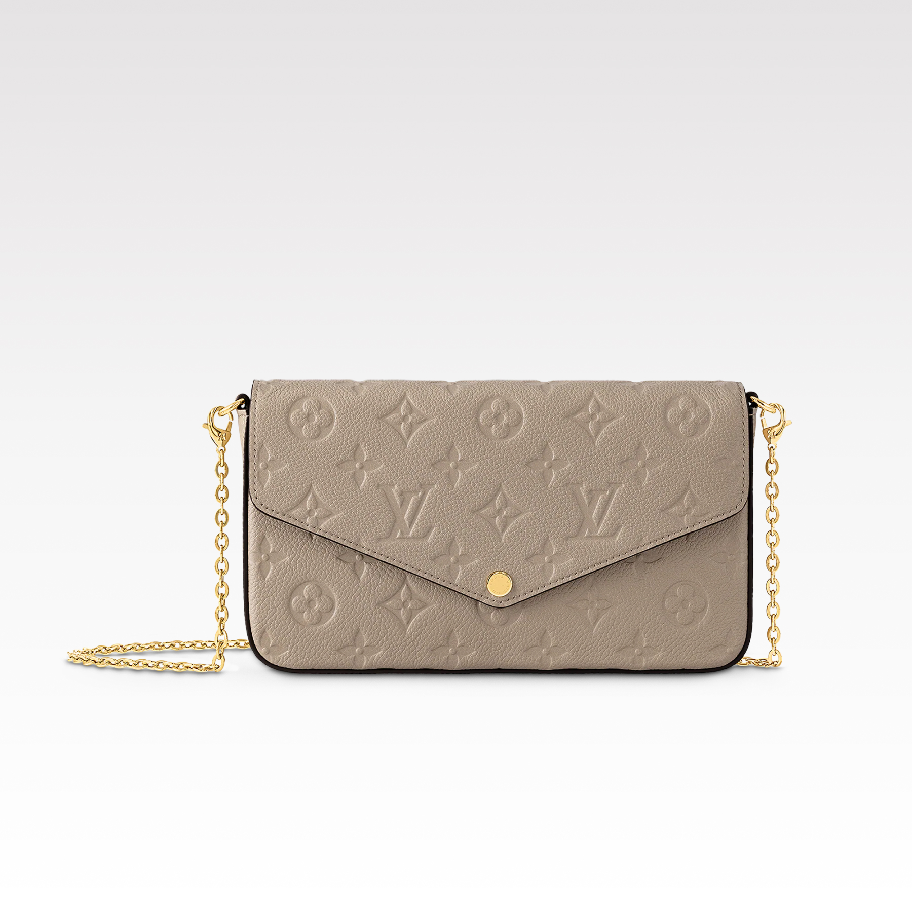 Designer Monogram POCHETTE FÉLICIE Chain Bag - Elephant Gray Embossed Bag - Gorchic - $84.99