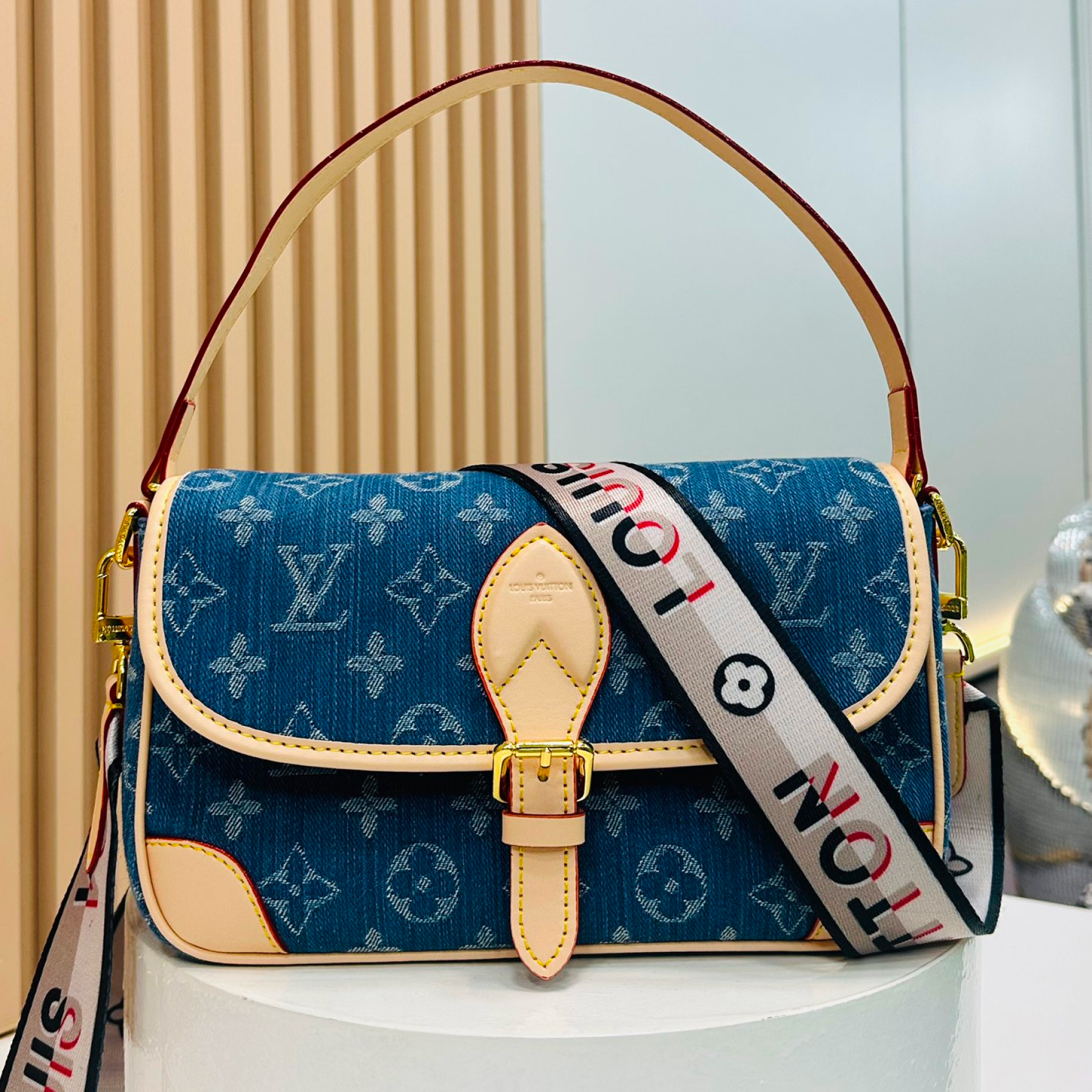 Designer Monogram Diane NM Handbag Monogram Canvas - Denim - Bag - Gorchic - $131.99