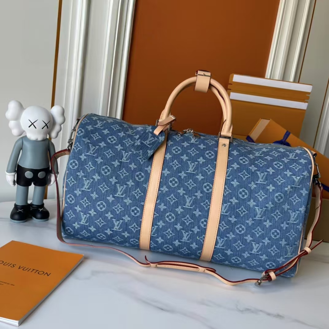 Designer Monogram Keepall Bandoulière 50 Monogram Denim Bag - Gorchic - $167.99