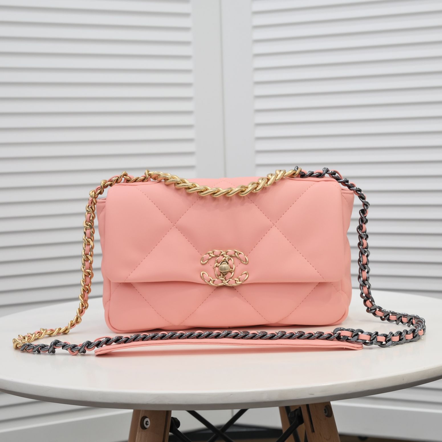CC Inspired Calfskin Quilted CC Inspired 19 Flap Grey -Golden - Bag - Gorchic - $132.99