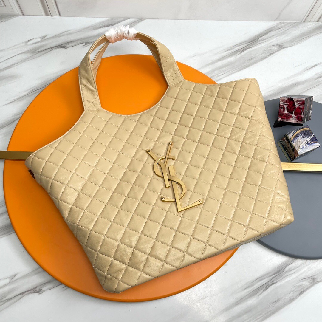 Lady Designer ICARE MAXI SHOPPING BAG IN QUILTED Calfskin APRICOT - Bag - Gorchic - $135.99