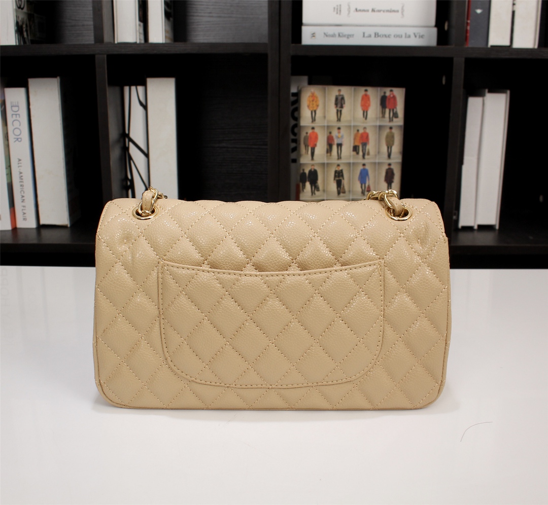 CC Inspired Classic Double Flap Bag Yellow Caviar Golden Hardware - Bag - Gorchic - $122.99