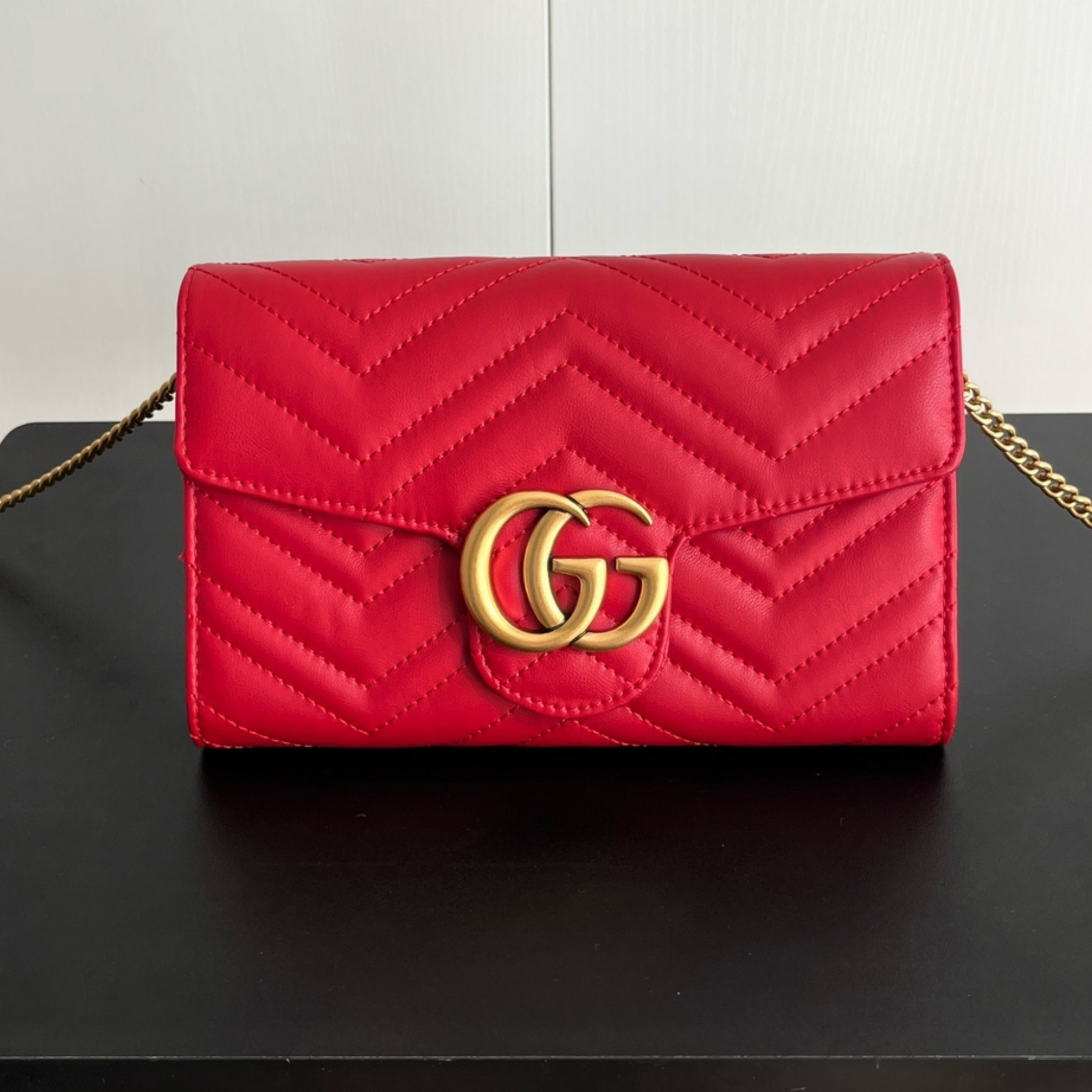 Double-G Marmont Chain Wallet - Red Gold Wallet - Gorchic - $123.99