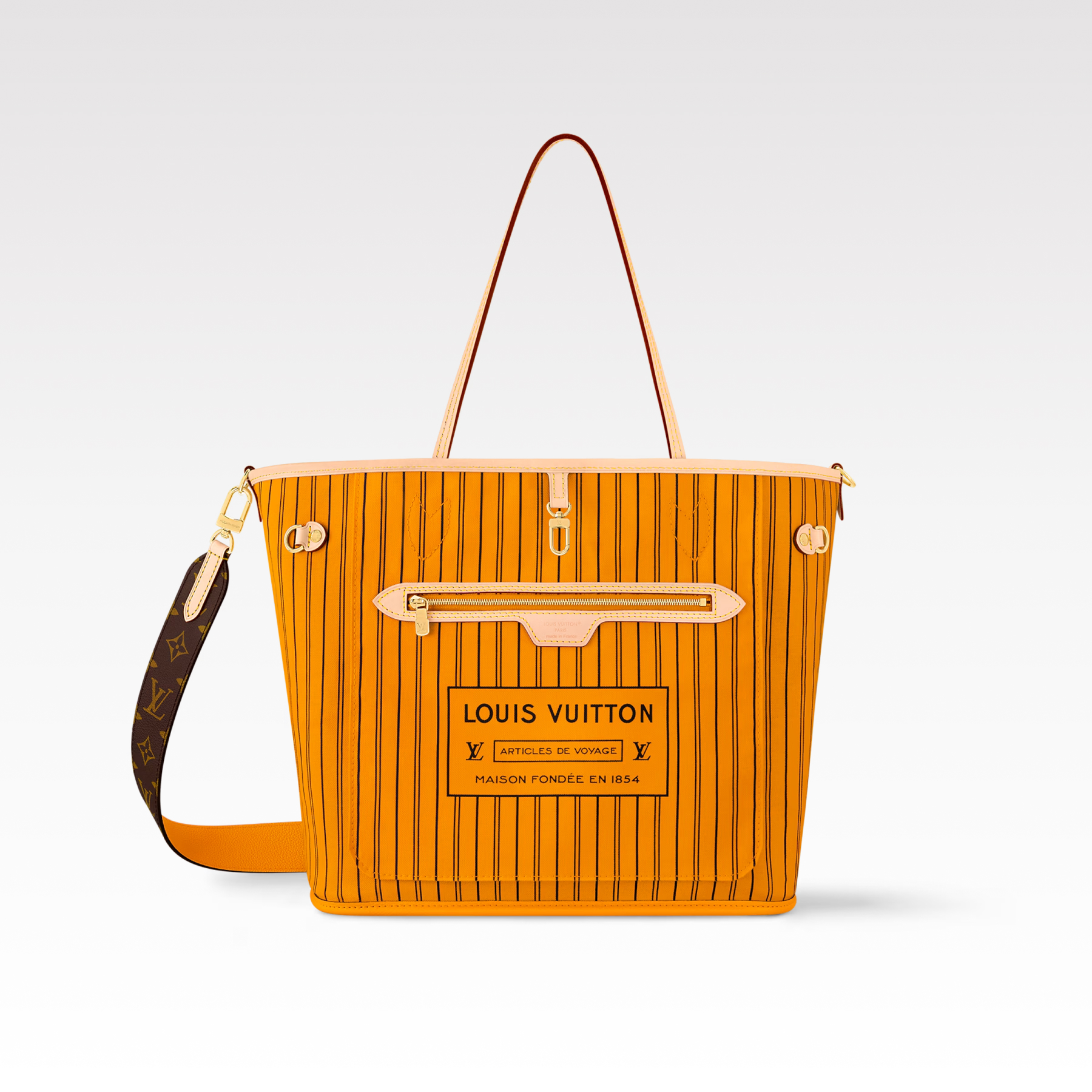 Designer Monogram Neverfull Bandoulière Inside Out MM Size Jaune Safran Bag - Gorchic - $136.99