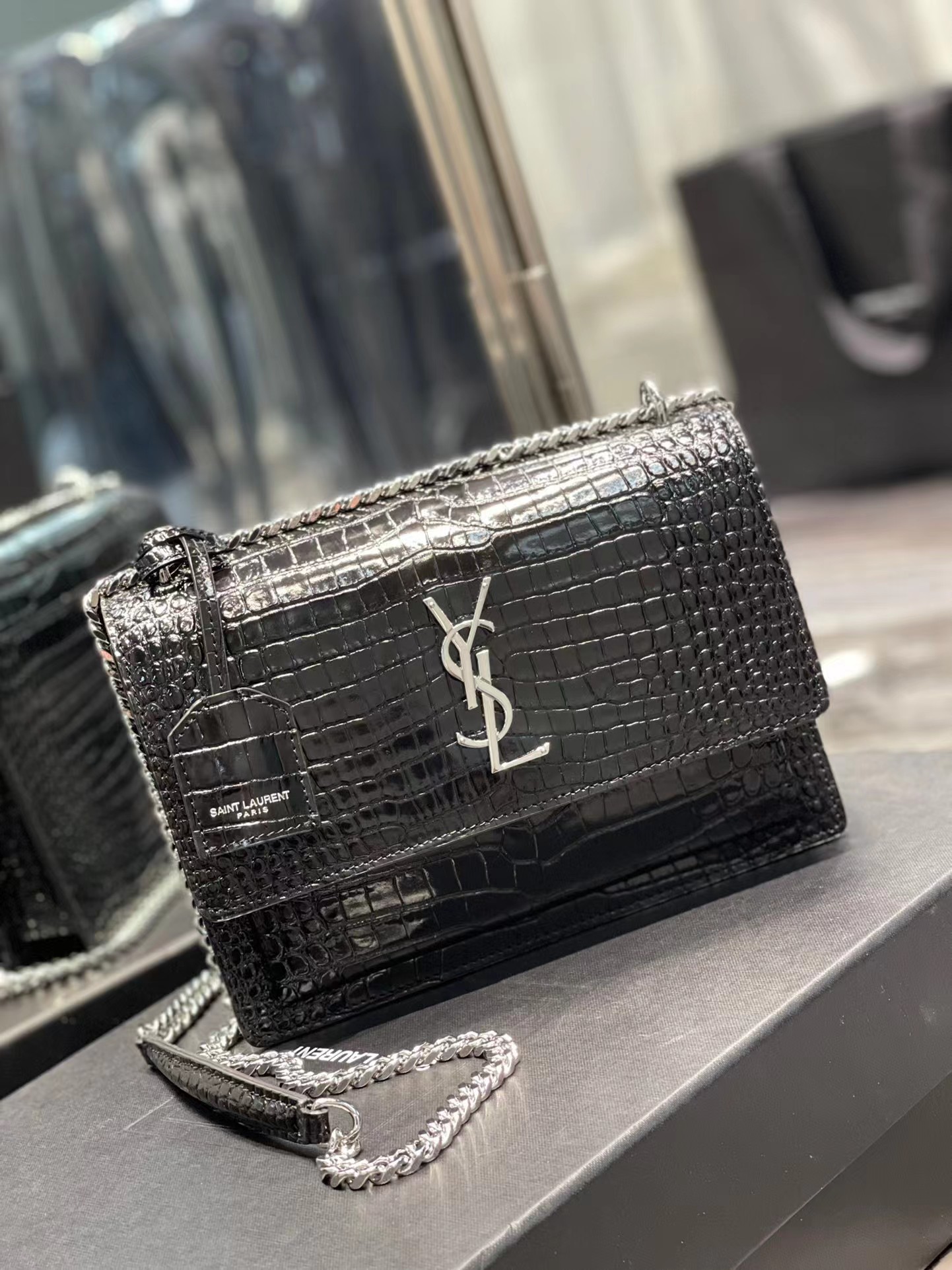 Fashion Black Embossed Leather Shoulder Bag - Gorchic - $138.99