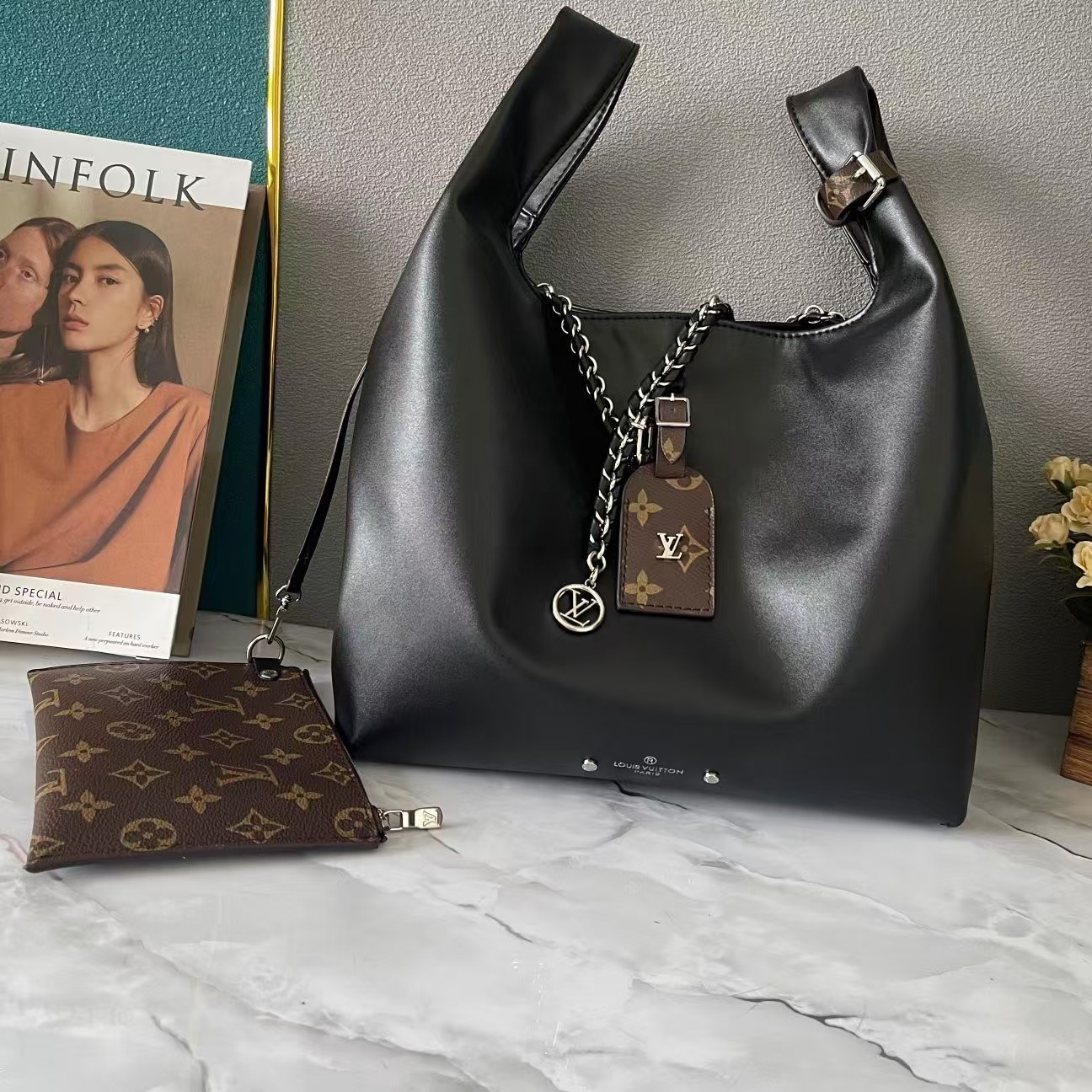 Designer Monogram Atlantis GM Black Handbag - Gorchic - $154.99