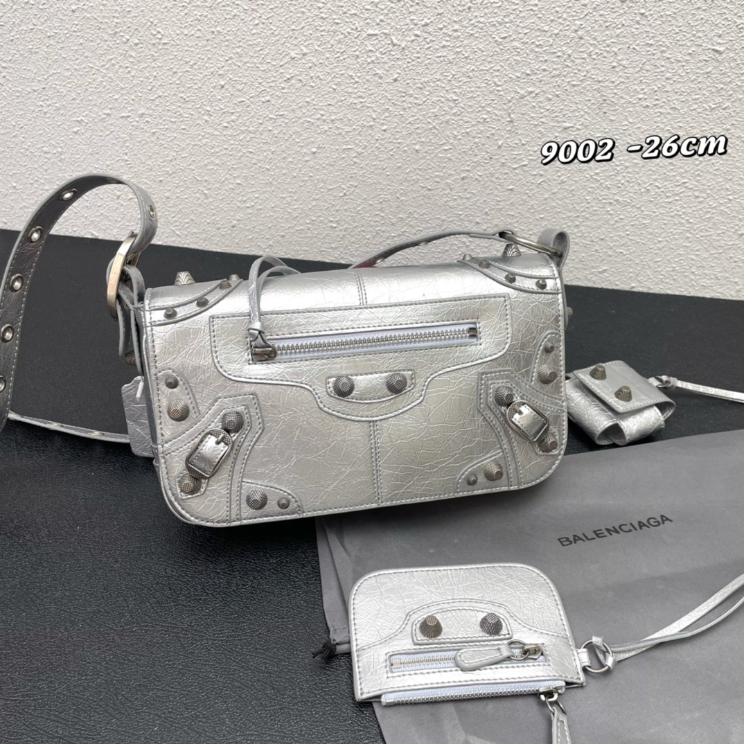 Hourglass iconic Le Cagole XS Leather Duffle Sliver Bag - Gorchic - $183.99