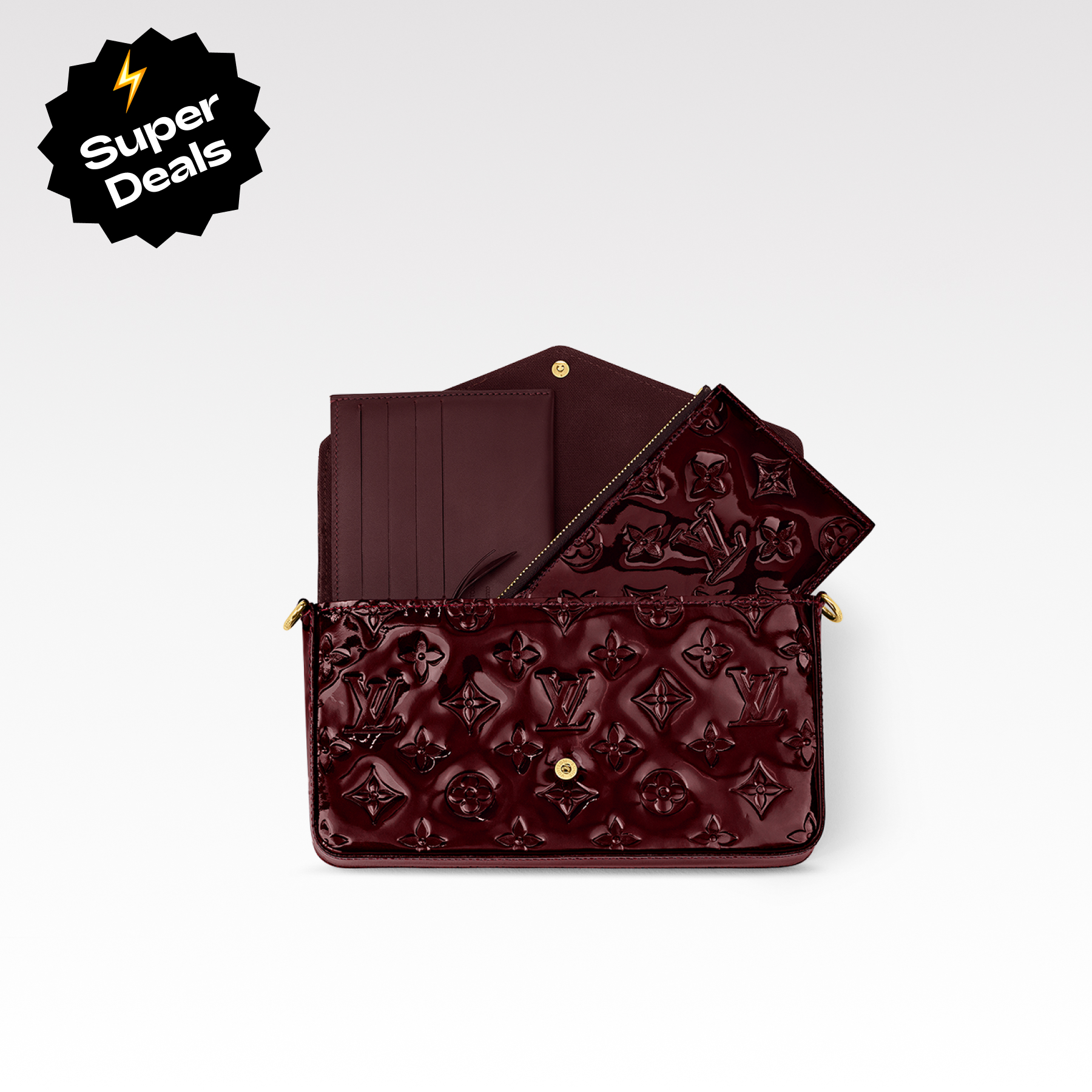 Designer Monogram Felicie Pochette Monogram Vernis- Bag - Gorchic - $82.99