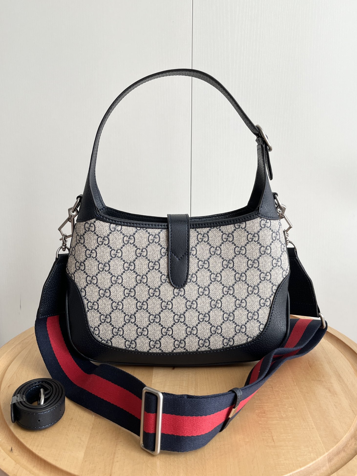 Double-G Jackie 1961 small GG shoulder bag Beige and blue GG canvas - Bag - Gorchic - $124.99