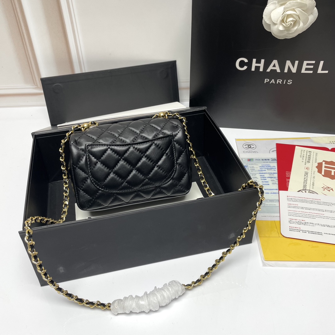 CC Inspired 17c Ivory Caviar Rectangle Mini Gold Hardware - Bag - Gorchic - $128.99