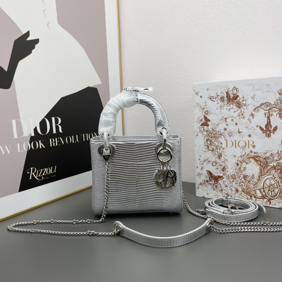 D Inspired lady bag 17cm lizard bag-Sier - Bag - Gorchic - $158.99