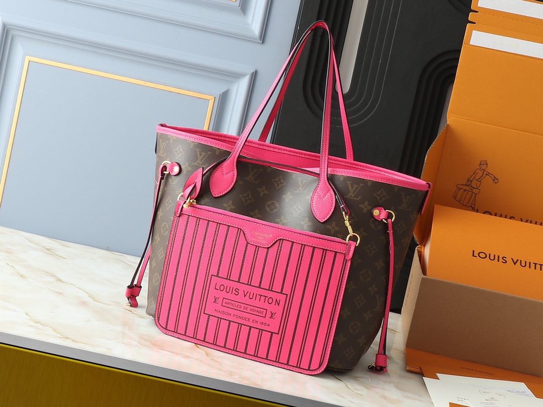 Designer Monogram Neverfull Fuchsia Medium Handbag - Bag - Gorchic - $124.99